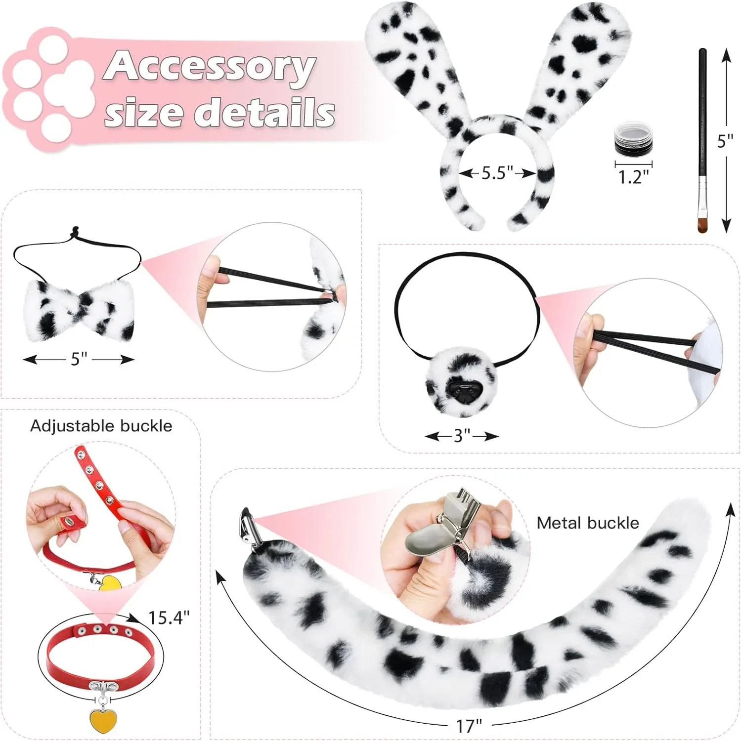 101 Days of School Dalmatian Costume Kids Girls Halloween Dalmatians Dog Shirt Tutu with Accessories