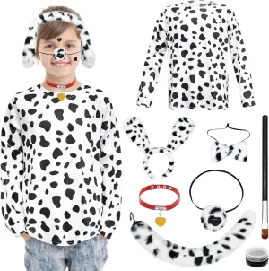101 Days of School Dalmatian Costume Kids Girls Halloween Dalmatians Dog Shirt Tutu with Accessories