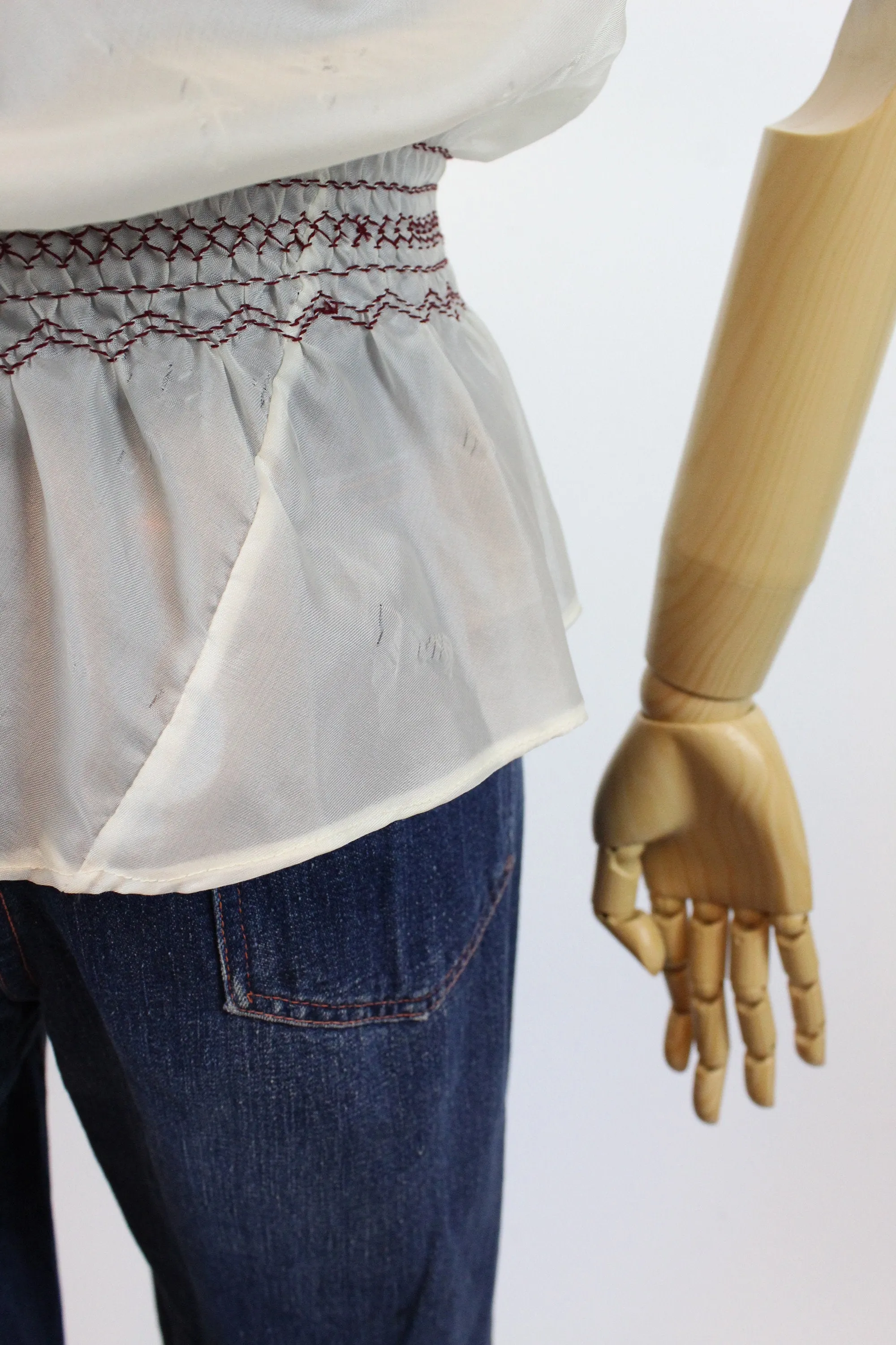 1940s rayon embroidered hungarian blouse small medium | new spring summer