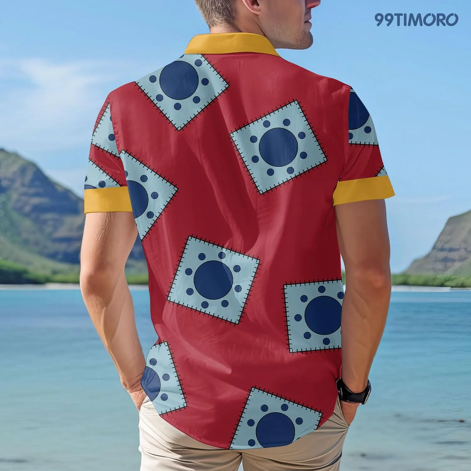99TIMORO Game Character Hawaiian Shirt, Anime Movie Short Sleeve, Funny Print Button Down Top