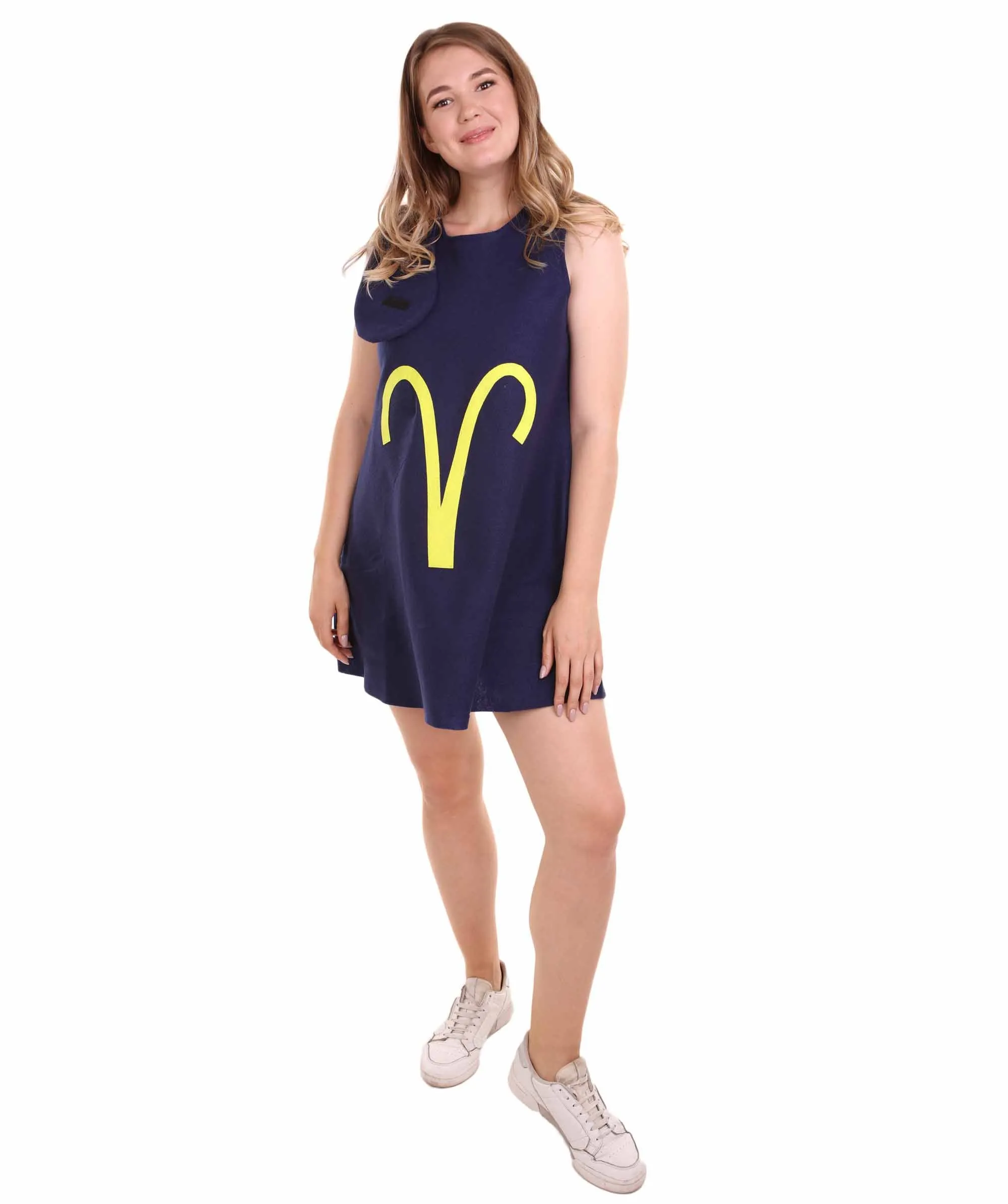 Adult Women's 12 Constellation of Aries Party Troll Dress Costume | Blue Halloween Costume