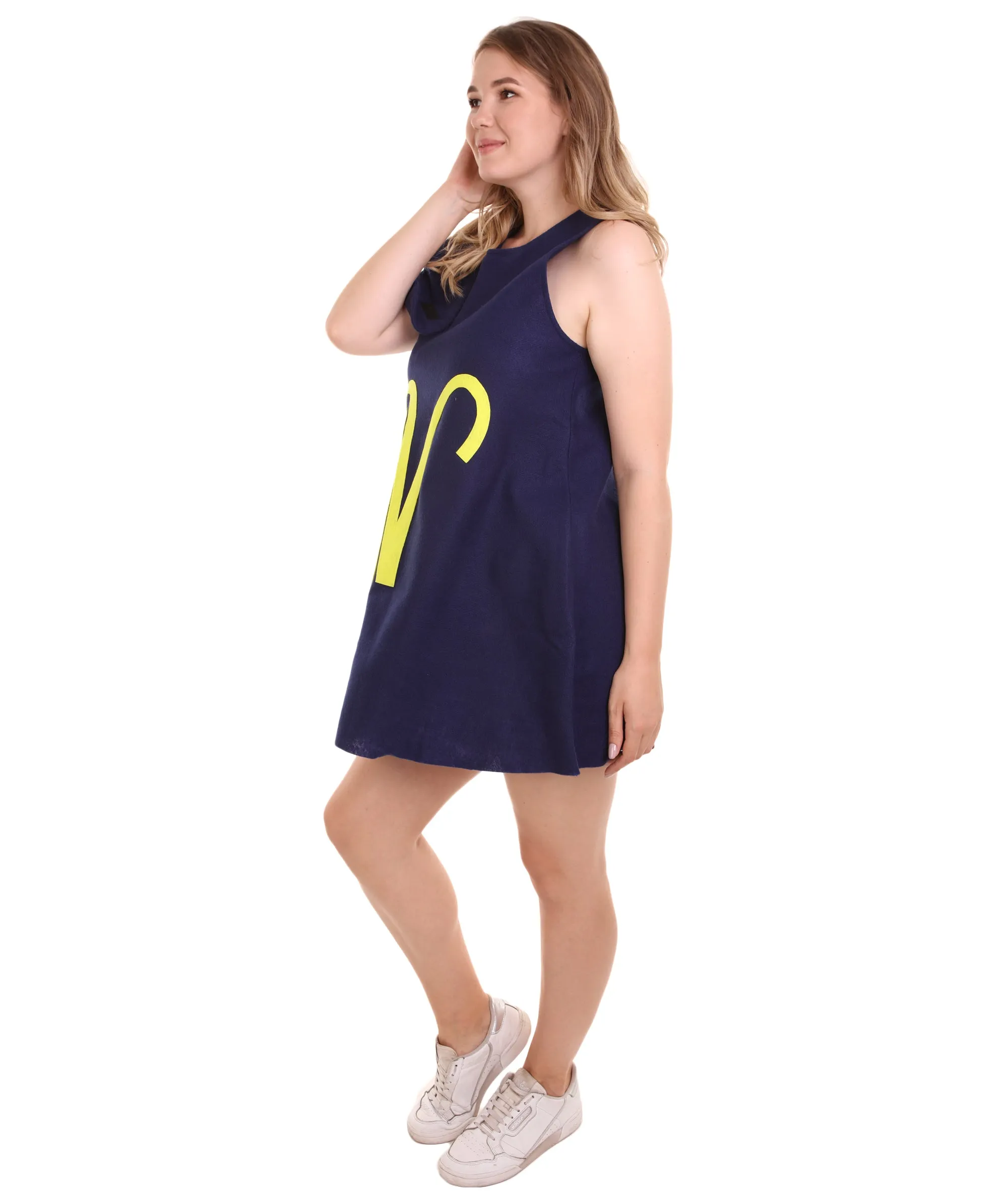 Adult Women's 12 Constellation of Aries Party Troll Dress Costume | Blue Halloween Costume