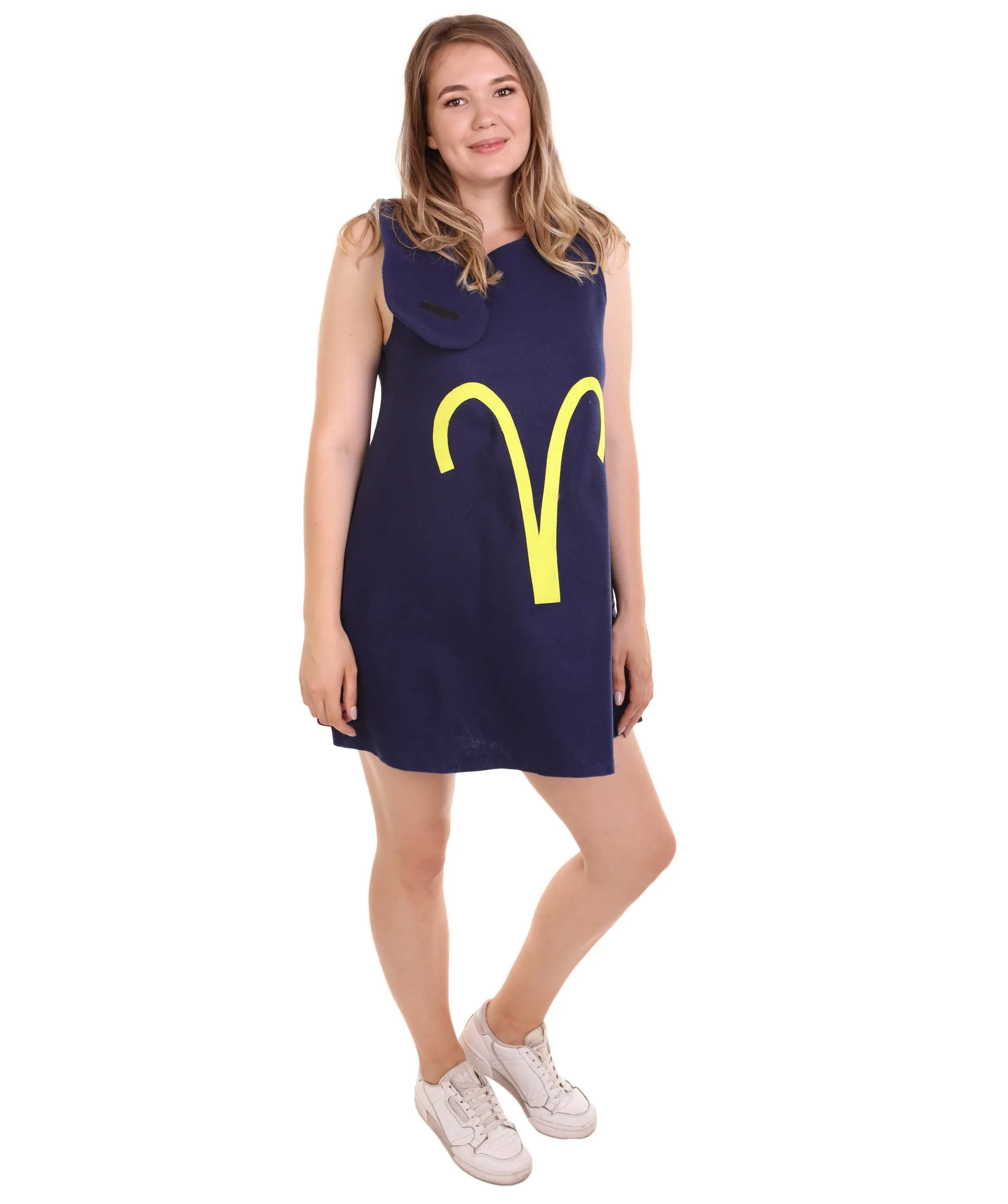 Adult Women's 12 Constellation of Aries Party Troll Dress Costume | Blue Halloween Costume