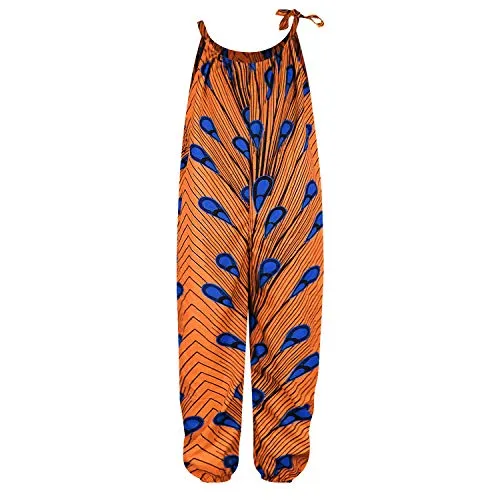 Afrikan Boho Print Jumsuits Bohemian Outfits with Adjustable Shoulder Strap for Little Kids
