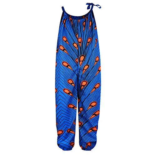 Afrikan Boho Print Jumsuits Bohemian Outfits with Adjustable Shoulder Strap for Little Kids