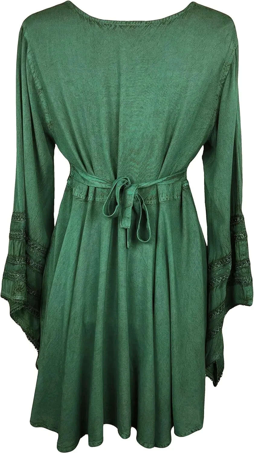 Agan Traders 2025 Summer Bell Sleeve Empire Waist Corset Embroidered Tops, Boho Medieval Renaissance Tunic Women's Blouses