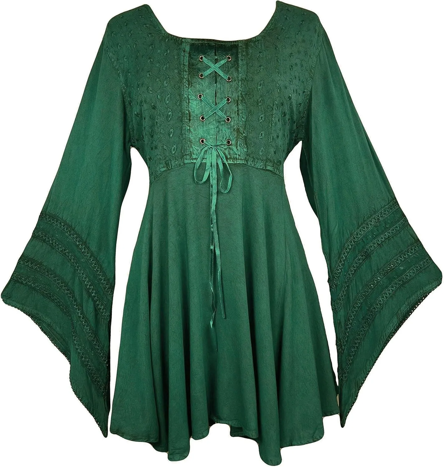 Agan Traders 2025 Summer Bell Sleeve Empire Waist Corset Embroidered Tops, Boho Medieval Renaissance Tunic Women's Blouses