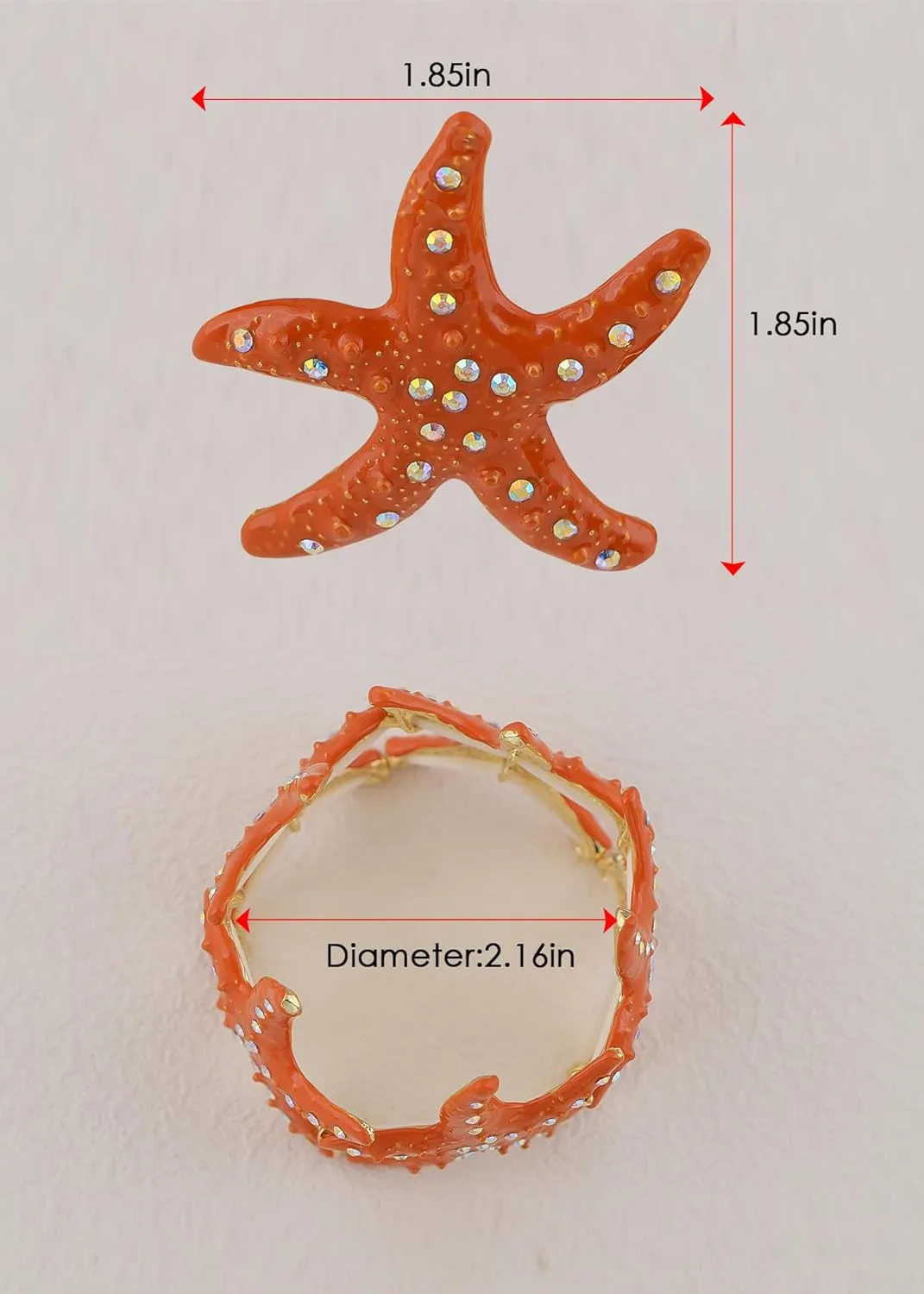 Alilang Sealife Gold Tone Aurora Borealis Ocean Boho Elastic Expandable Starfish Bracelet with Crystals