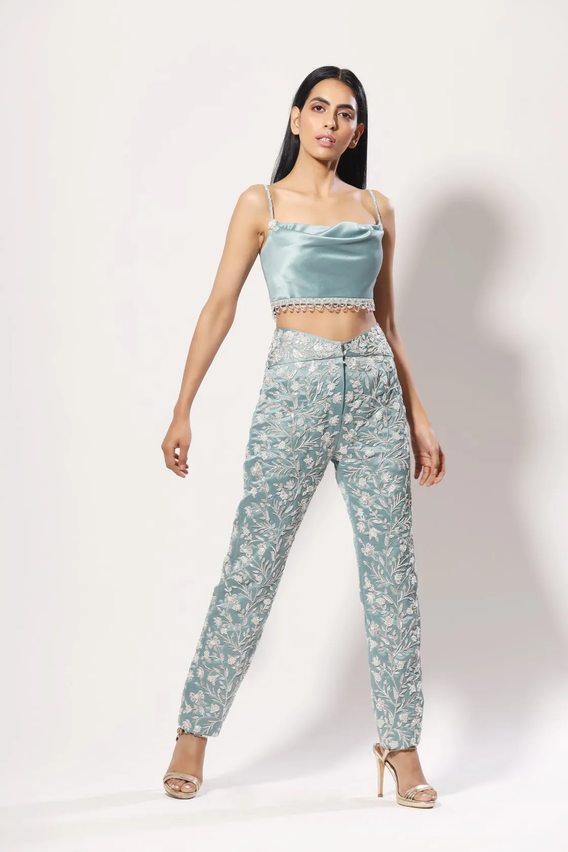 Aquamarine heavy embelished pant set