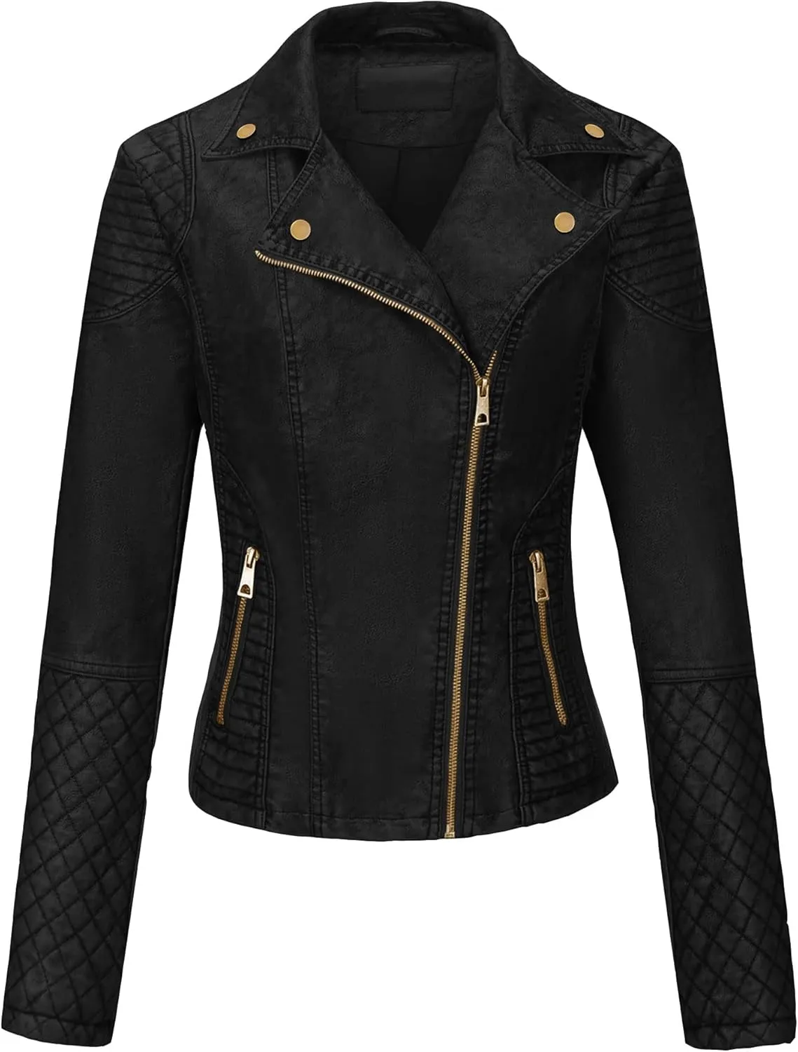 Bellivera Women's Faux Leather Casual Jacket 2025 Spring Trendy Motorcycle Outfits Lightweight Classic Coat