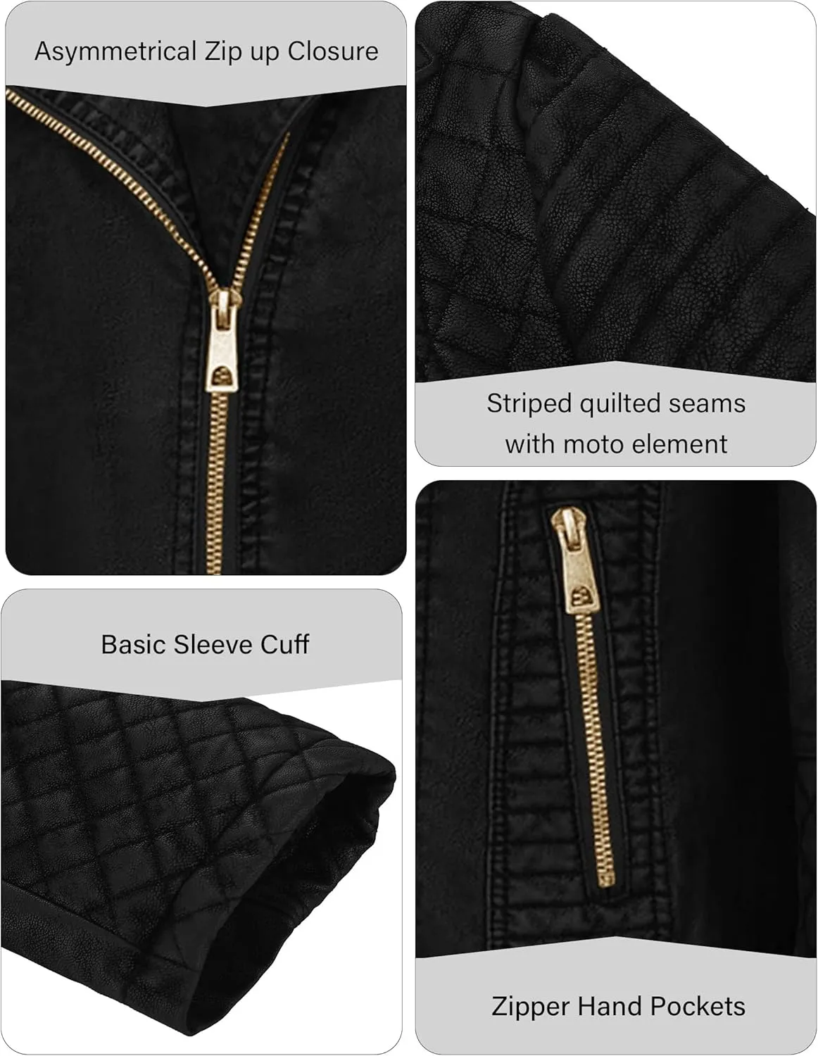 Bellivera Women's Faux Leather Casual Jacket 2025 Spring Trendy Motorcycle Outfits Lightweight Classic Coat