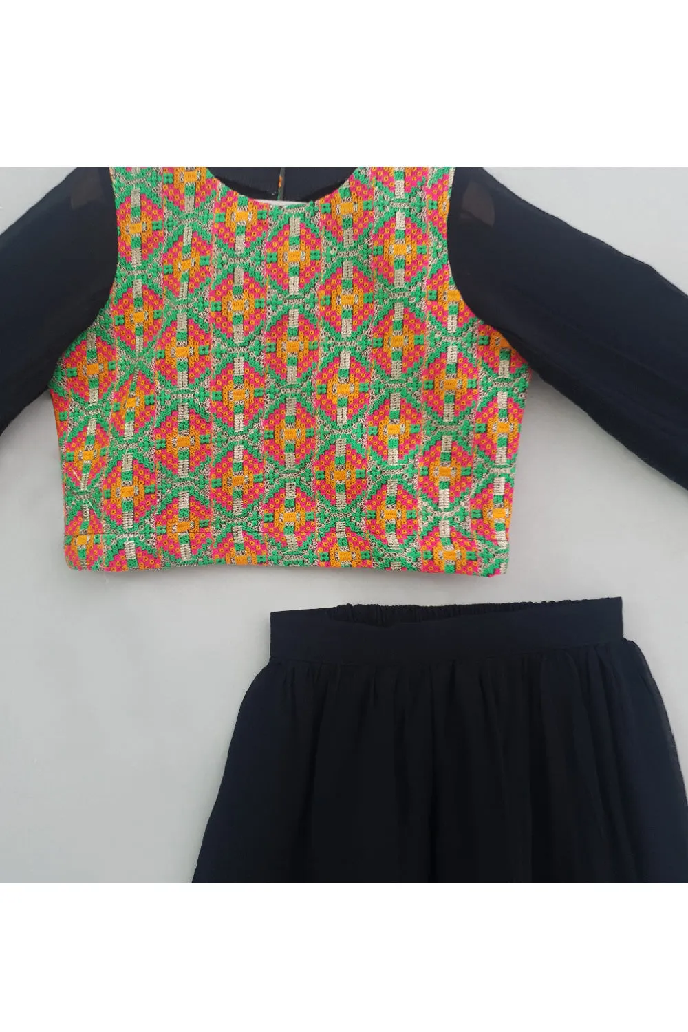 Black Embroidered Top With Georgette Palazzo Set