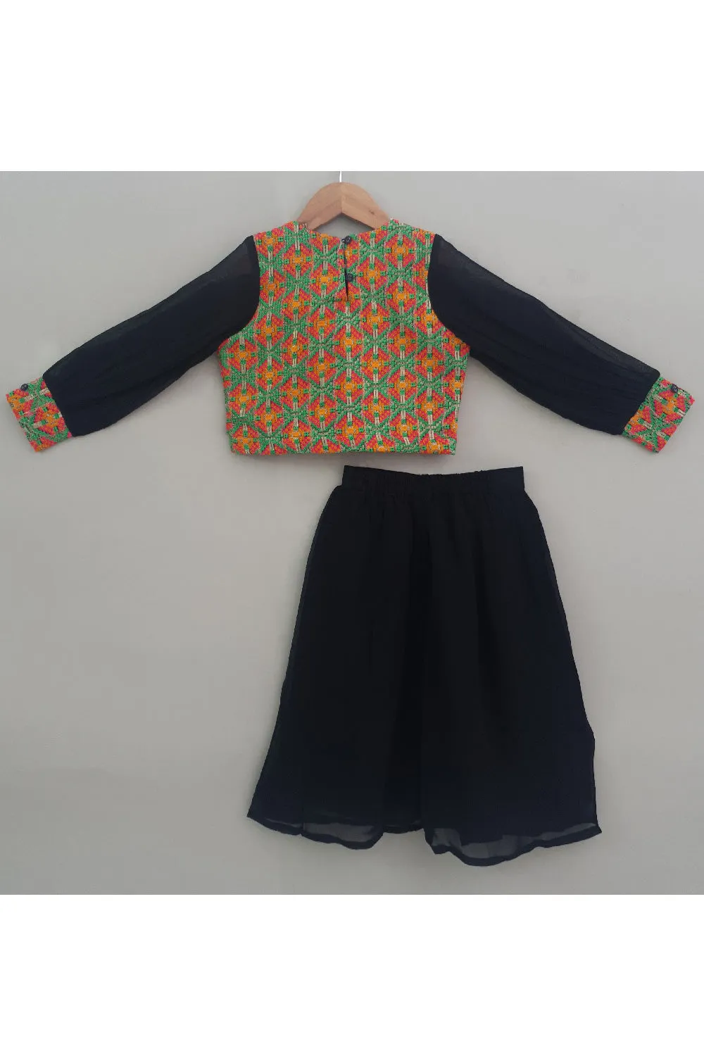 Black Embroidered Top With Georgette Palazzo Set