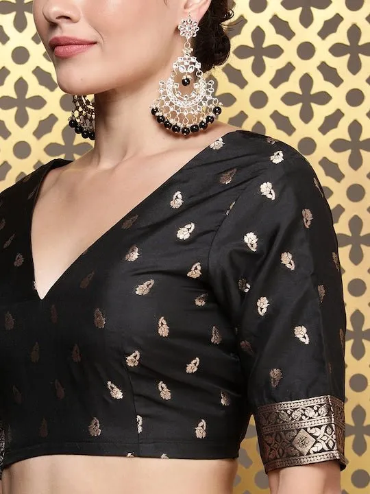 Black Zari Silk Blend Saree