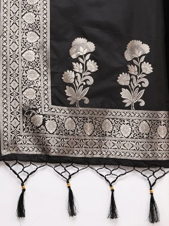 Black Zari Silk Blend Saree