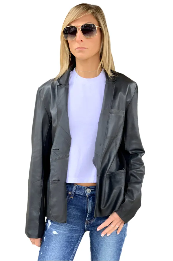 Blazer Leather Jacket - Black