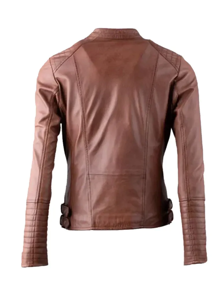 Brown Biker Genuine Leather Jacket