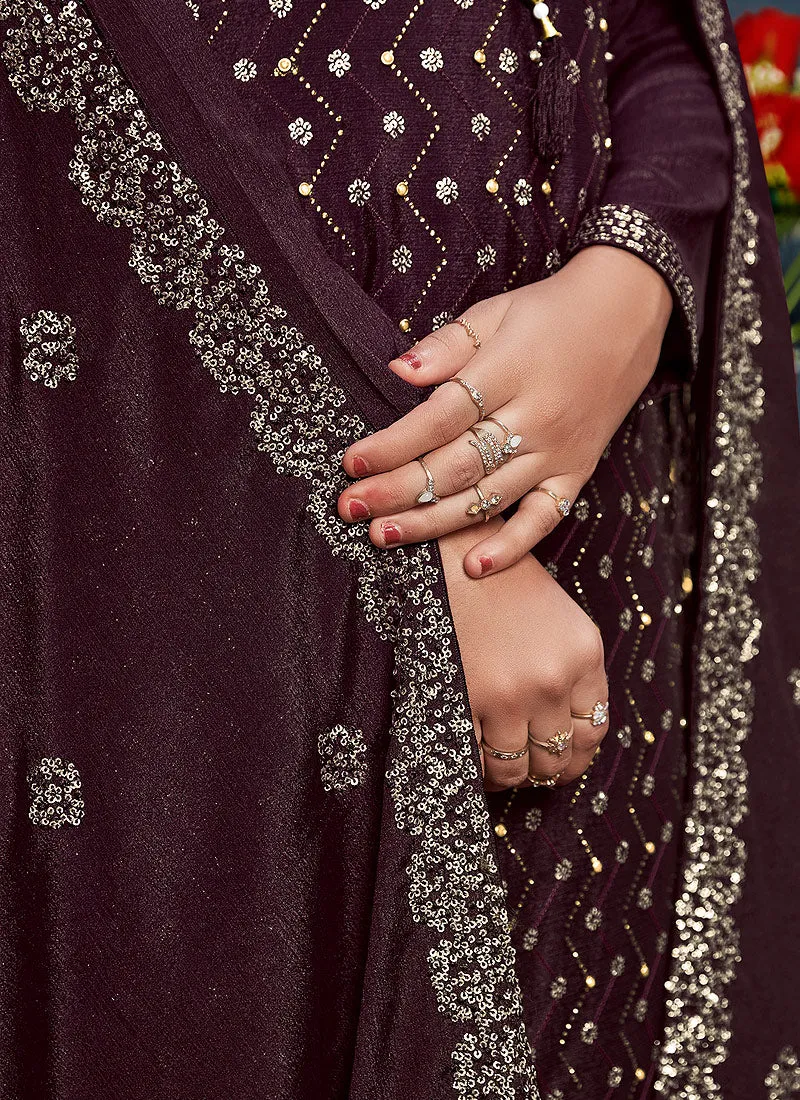 Burgundy Pakistani Palazzo Suit
