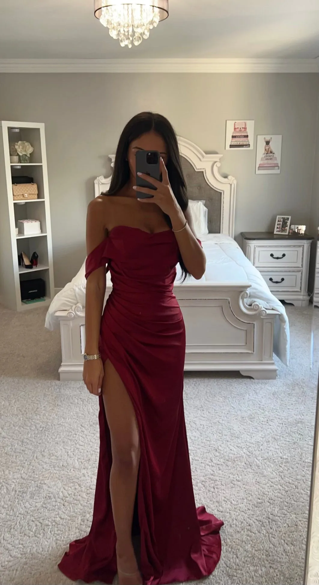 BURGUNDY SATIN GOWN