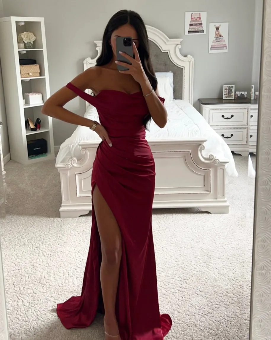 BURGUNDY SATIN GOWN