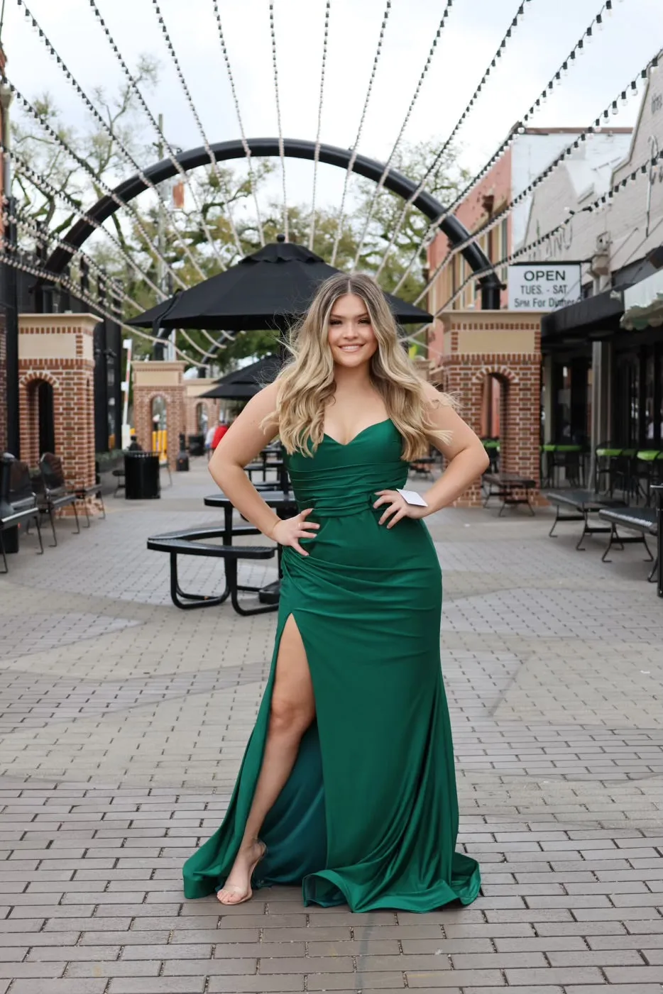 Celeste Fitted Stretch Satin Gown