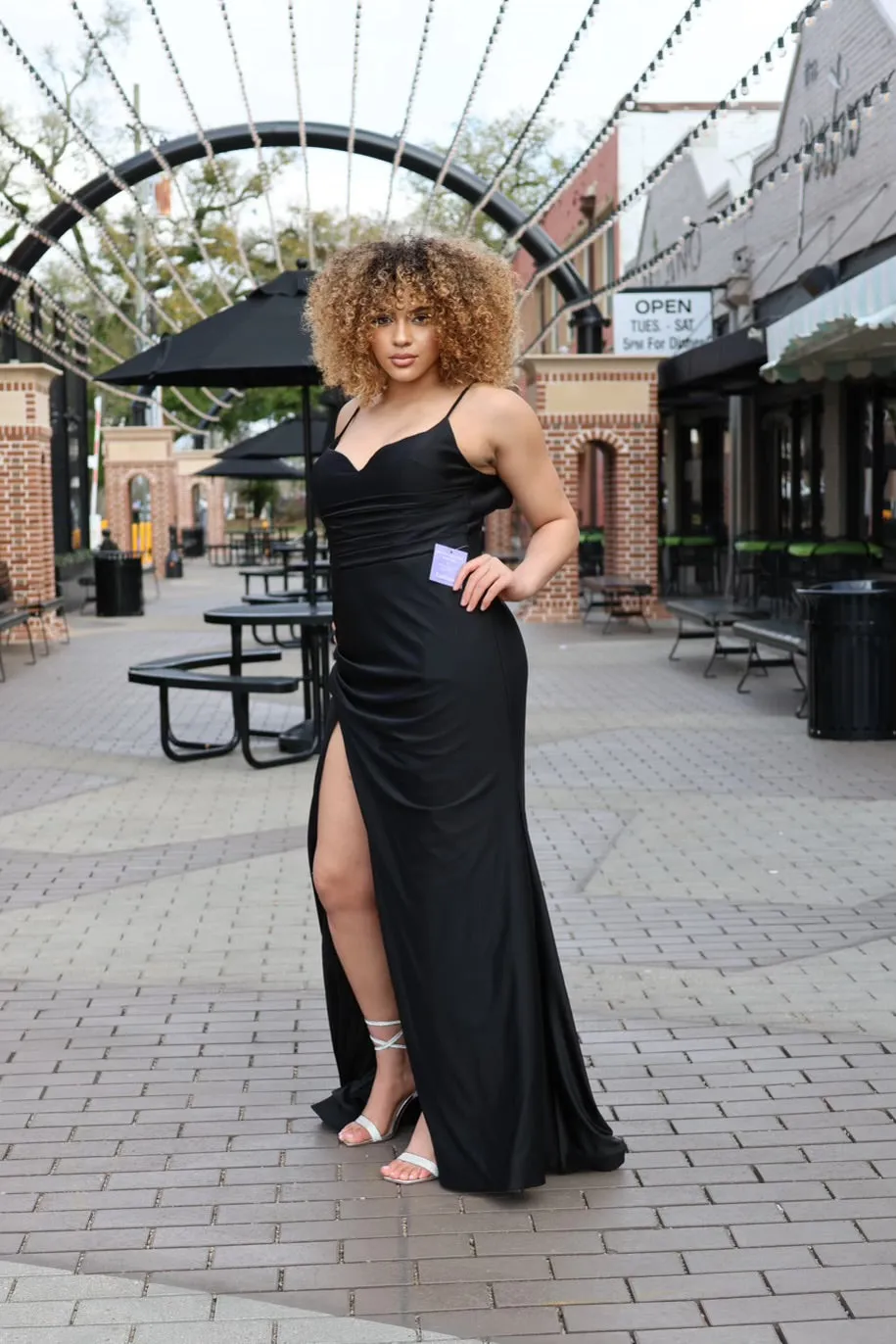 Celeste Fitted Stretch Satin Gown