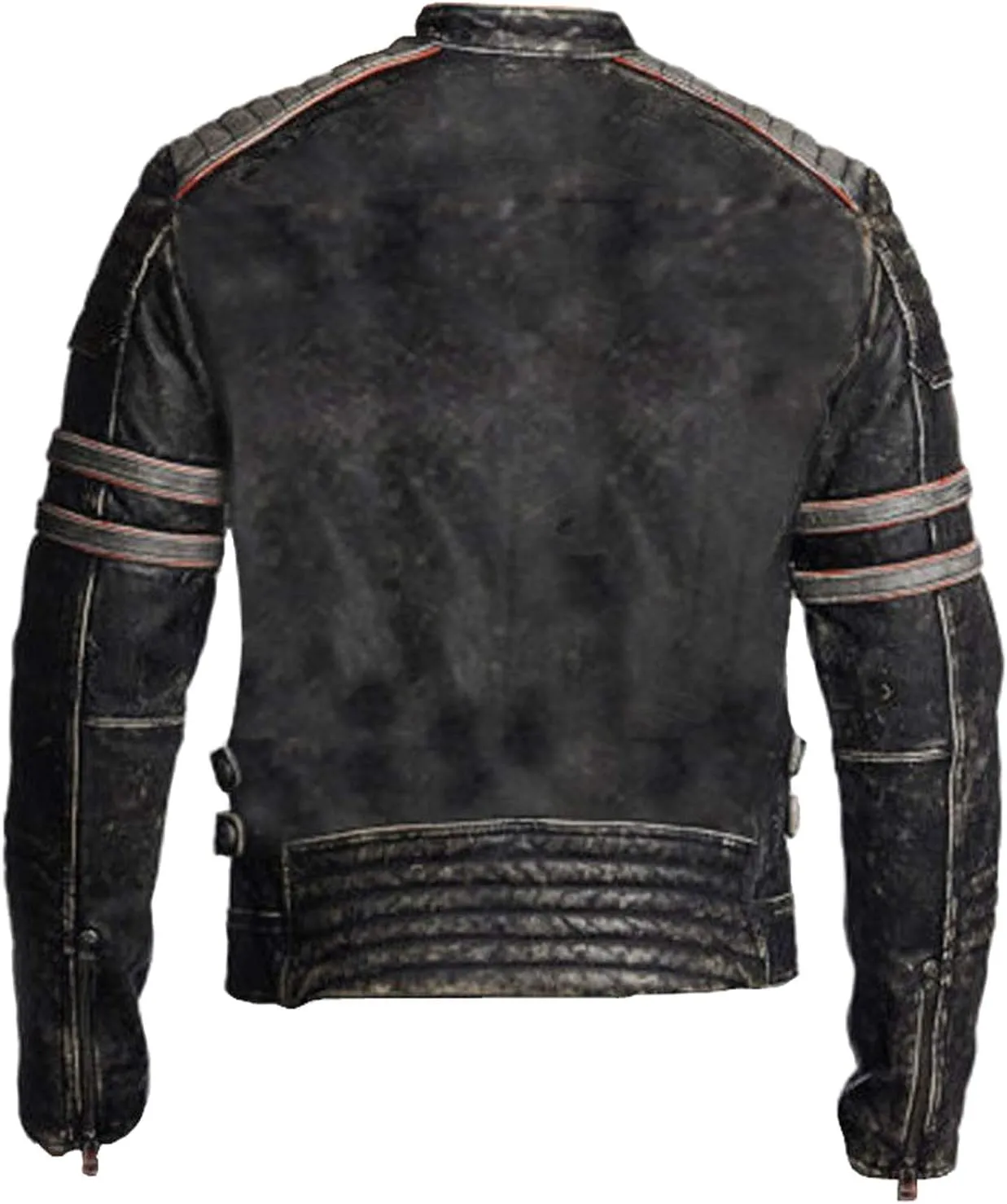 CHAYELL Cafe Racer Retro Motorcycle Jacket Mens Distressed Black vintage Biker Genuine Leather Jacket