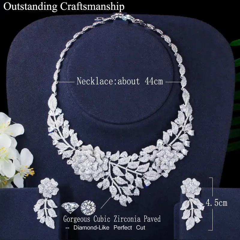 Cubic Zirconia Grand Rose Fashion Jewelry Set for Brides or Quinceañeras
