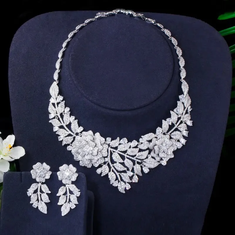 Cubic Zirconia Grand Rose Fashion Jewelry Set for Brides or Quinceañeras