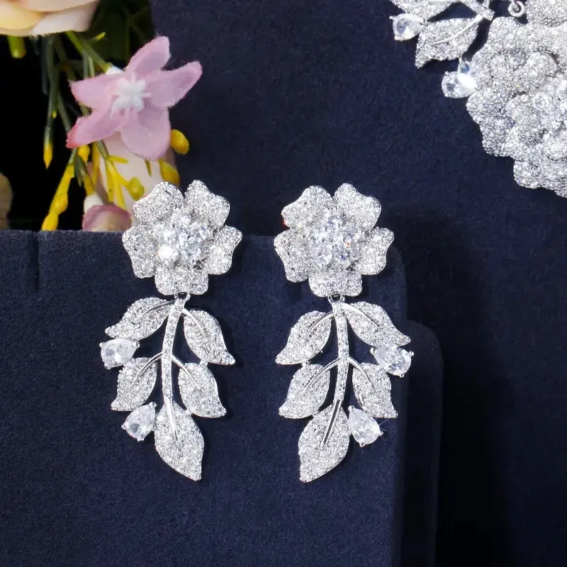 Cubic Zirconia Grand Rose Fashion Jewelry Set for Brides or Quinceañeras