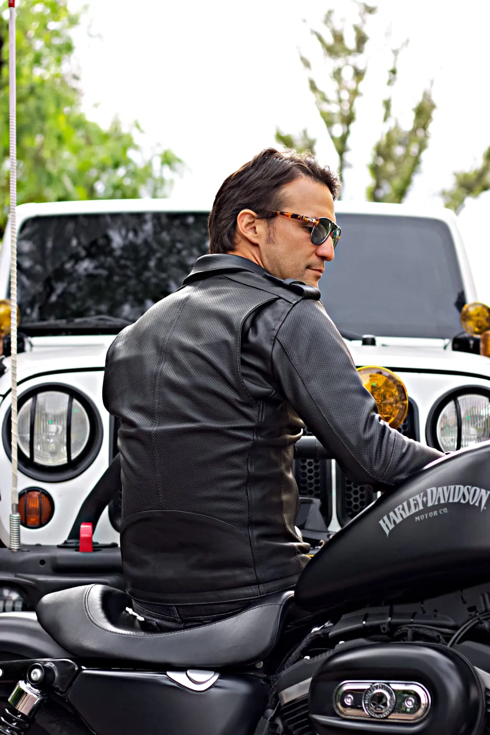 DANISH Rebel Leather Jacket - Solid & Perforated - Black -