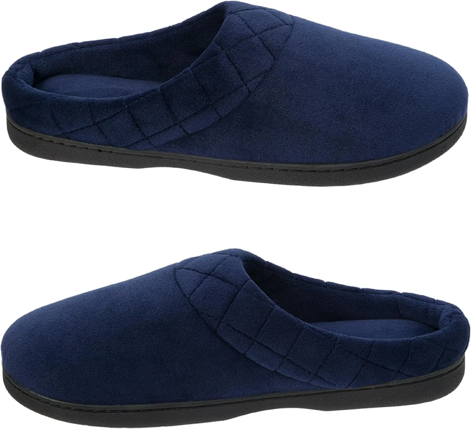 Dearfoams Women's Indoor/Outdoor Memory Foam Darcy Microfiber Velour Clog, Wide Widths Slipper, Peacoat, Medium