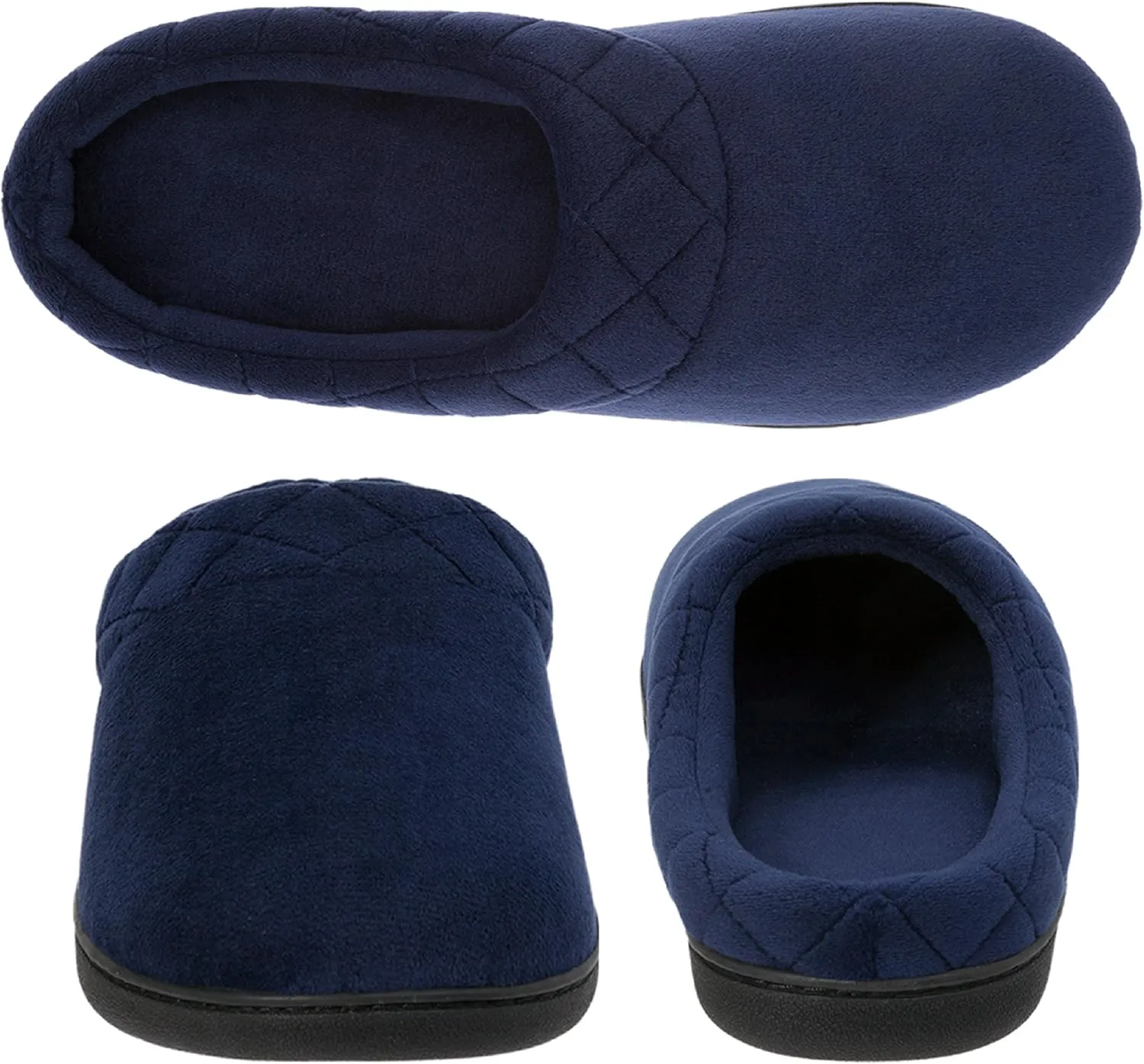 Dearfoams Women's Indoor/Outdoor Memory Foam Darcy Microfiber Velour Clog, Wide Widths Slipper, Peacoat, Medium
