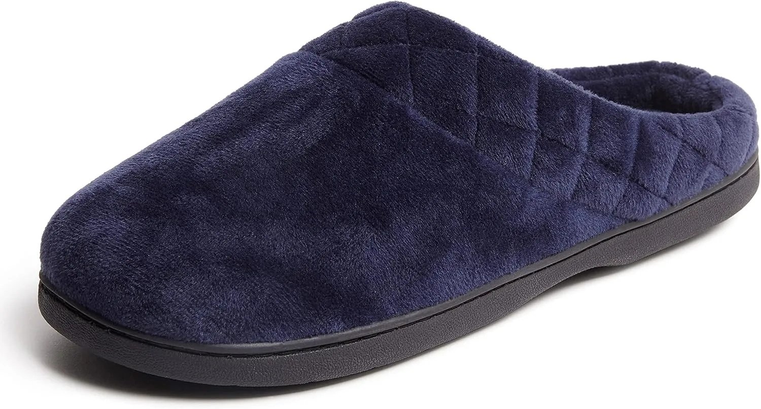 Dearfoams Women's Indoor/Outdoor Memory Foam Darcy Microfiber Velour Clog, Wide Widths Slipper, Peacoat, Medium