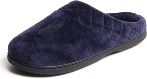 Dearfoams Women's Indoor/Outdoor Memory Foam Darcy Microfiber Velour Clog, Wide Widths Slipper, Peacoat, Medium