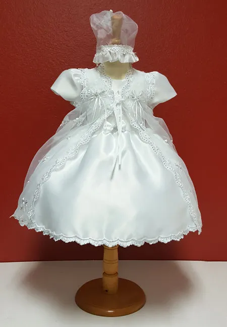 Embroidered Lace Christening Gown