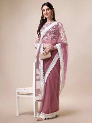 Embroidered Net Saree