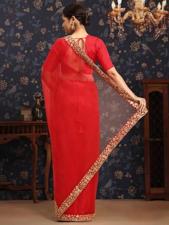 Embroidered Organza Saree