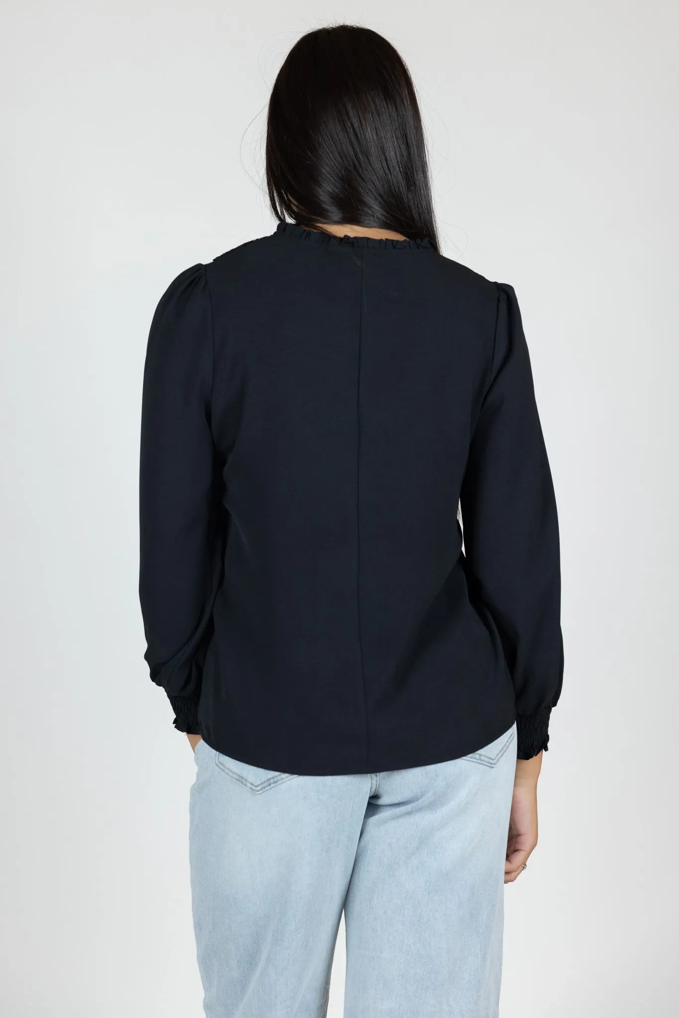 Embroidered Tie Blouse