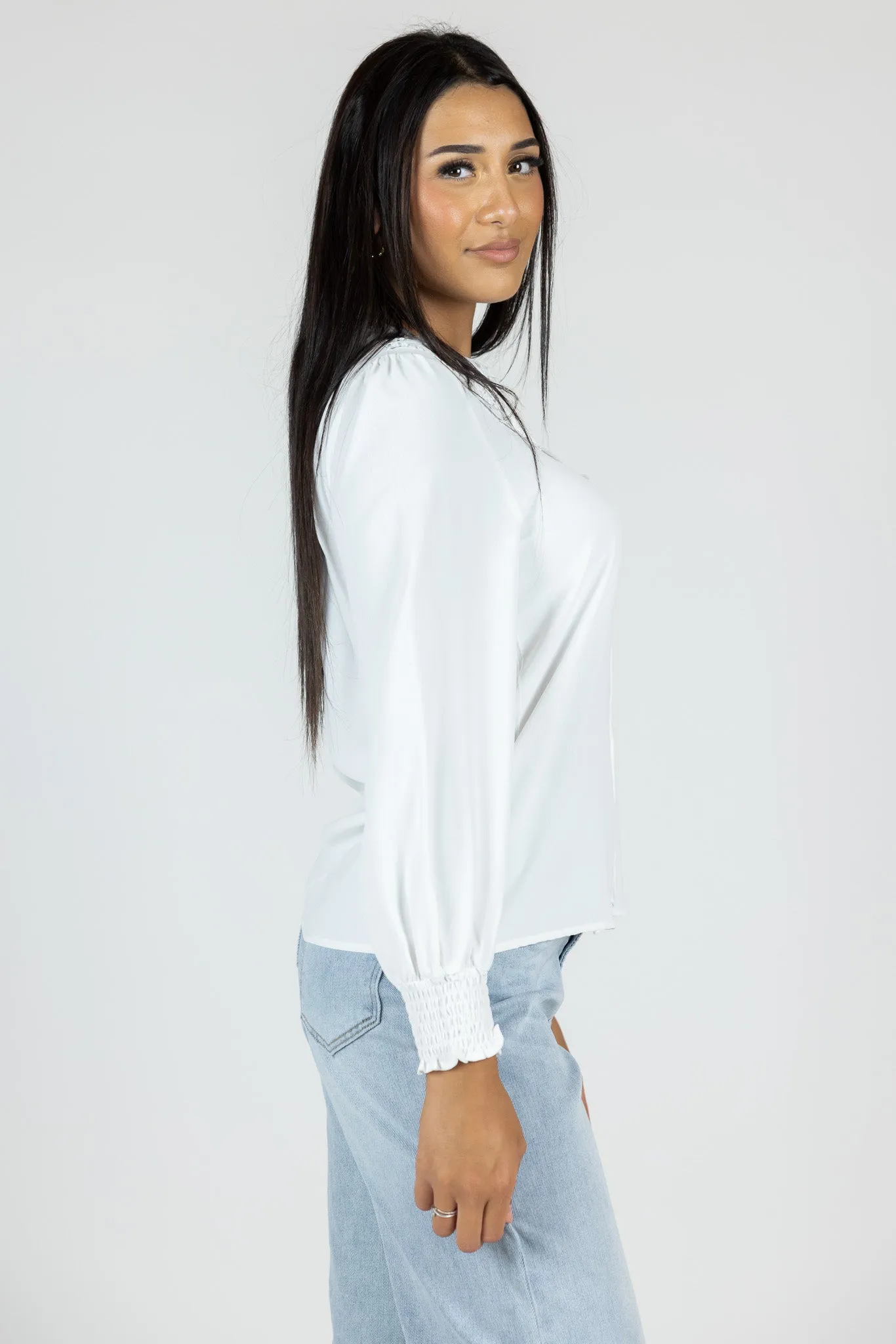 Embroidered Tie Blouse