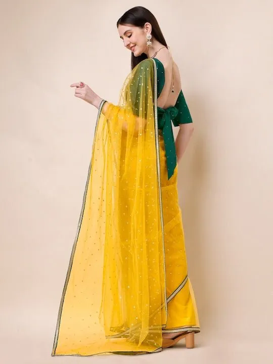 Embroidered Zari Net Sarees