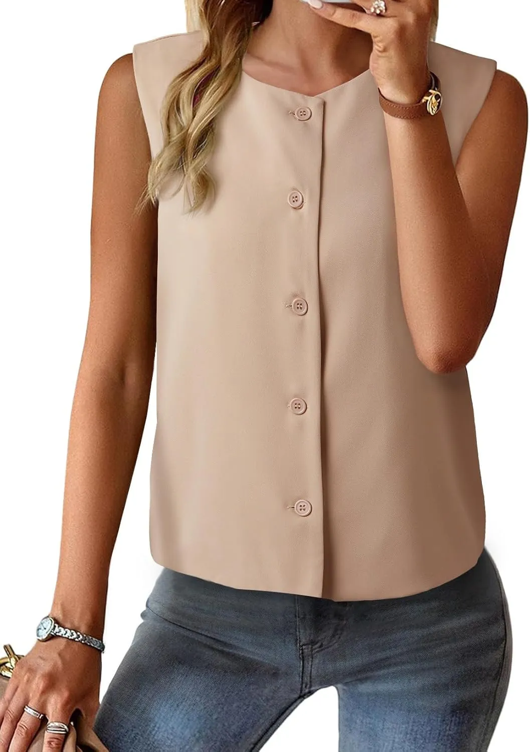 EVALESS Vest for Women 2025 Button Down Sleeveless Blazer Suit Vest Cropped Waistcoat Spring Summer Casual Outfits