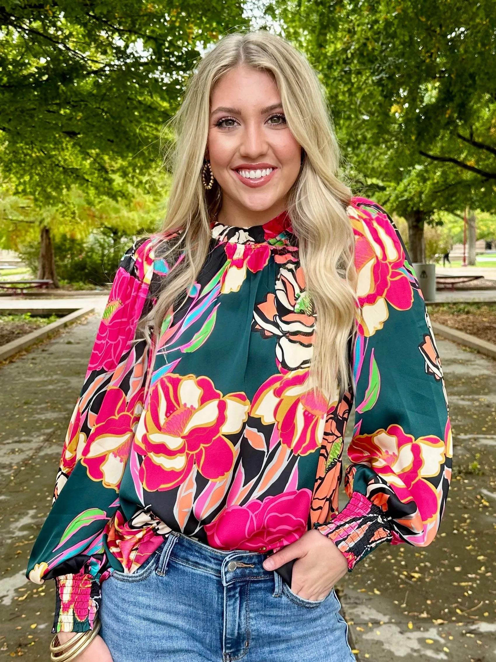 Falling Leaves Floral Blouse