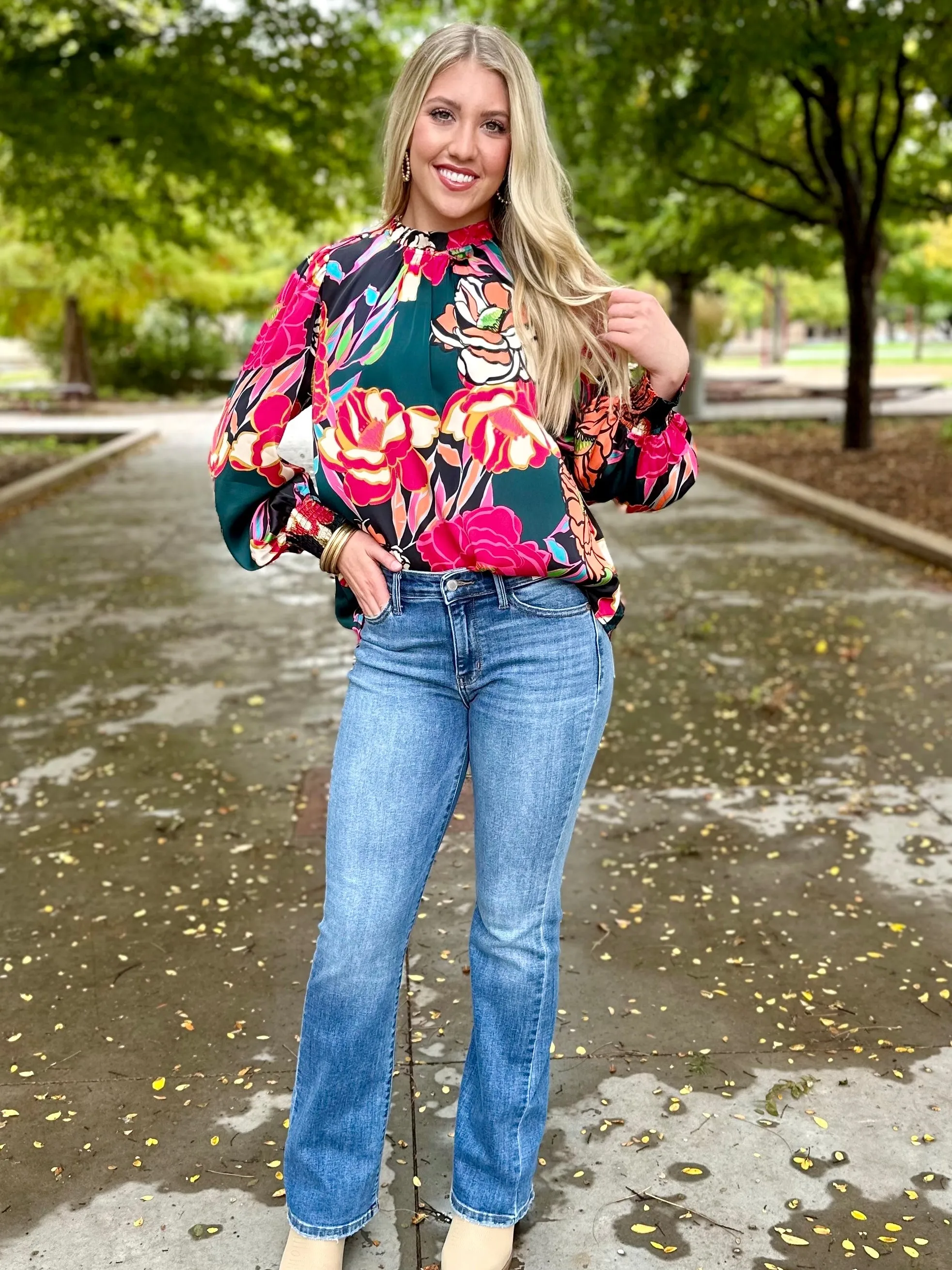 Falling Leaves Floral Blouse