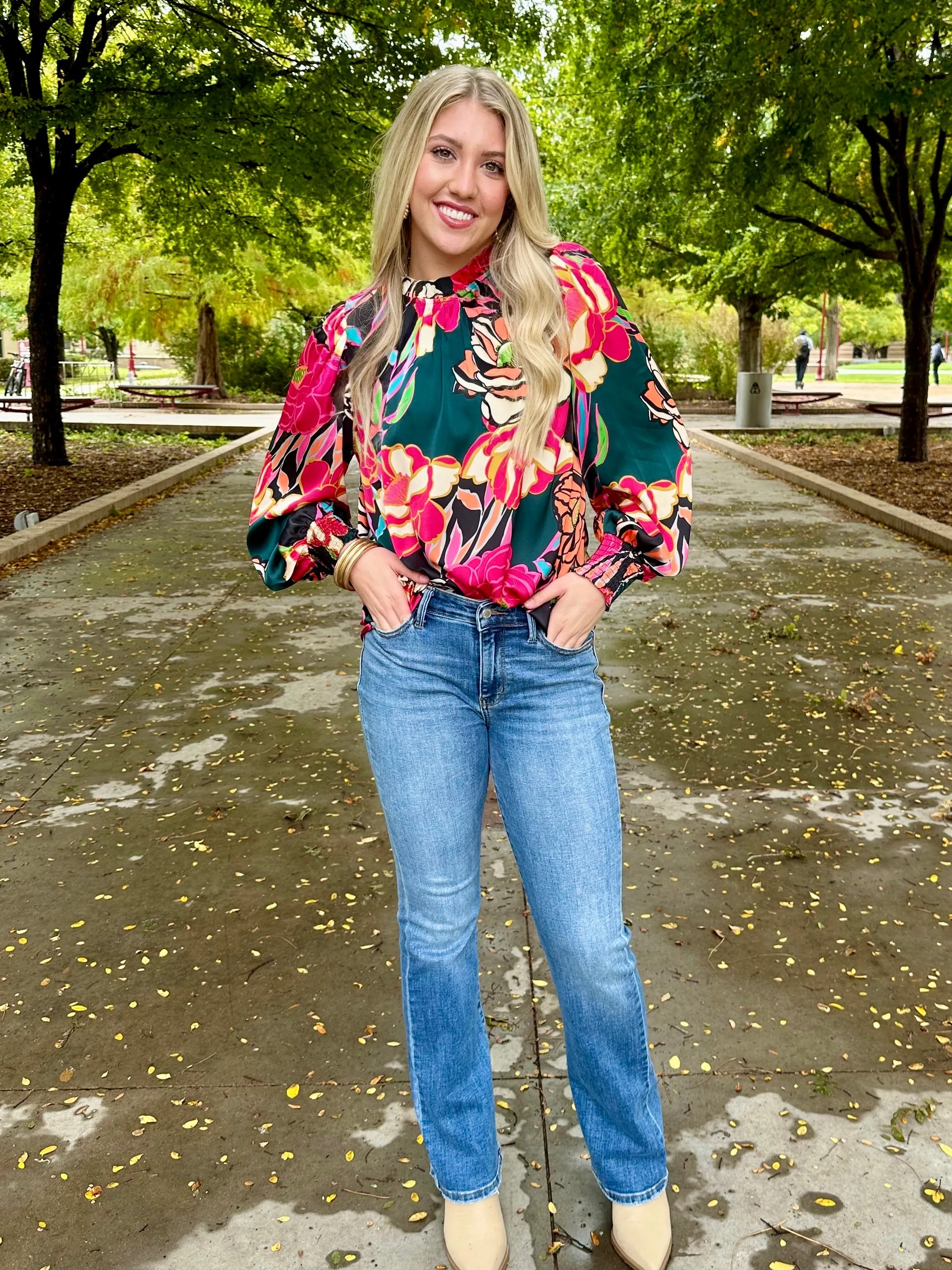 Falling Leaves Floral Blouse