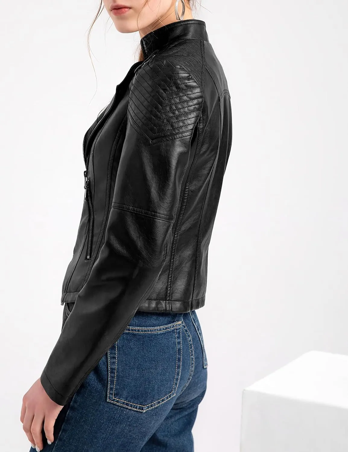 Faux Leather Jacket Women Motorcycle
