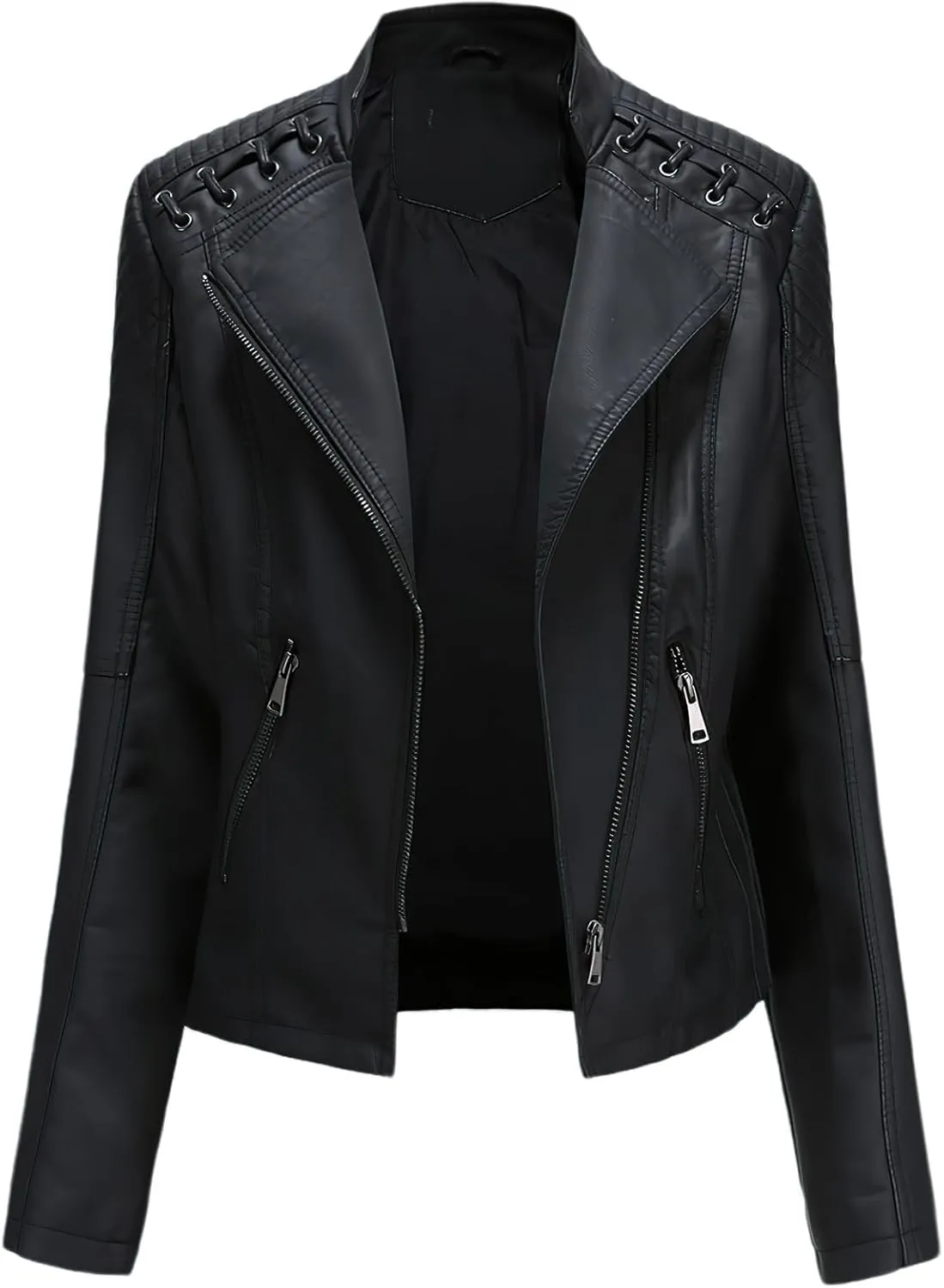 Faux Leather Jacket Women Motorcycle