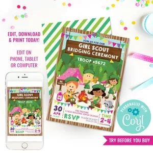 Girl Scout Bridging Ceremony Invitation | Daisies | Brownies | Girl Guides
