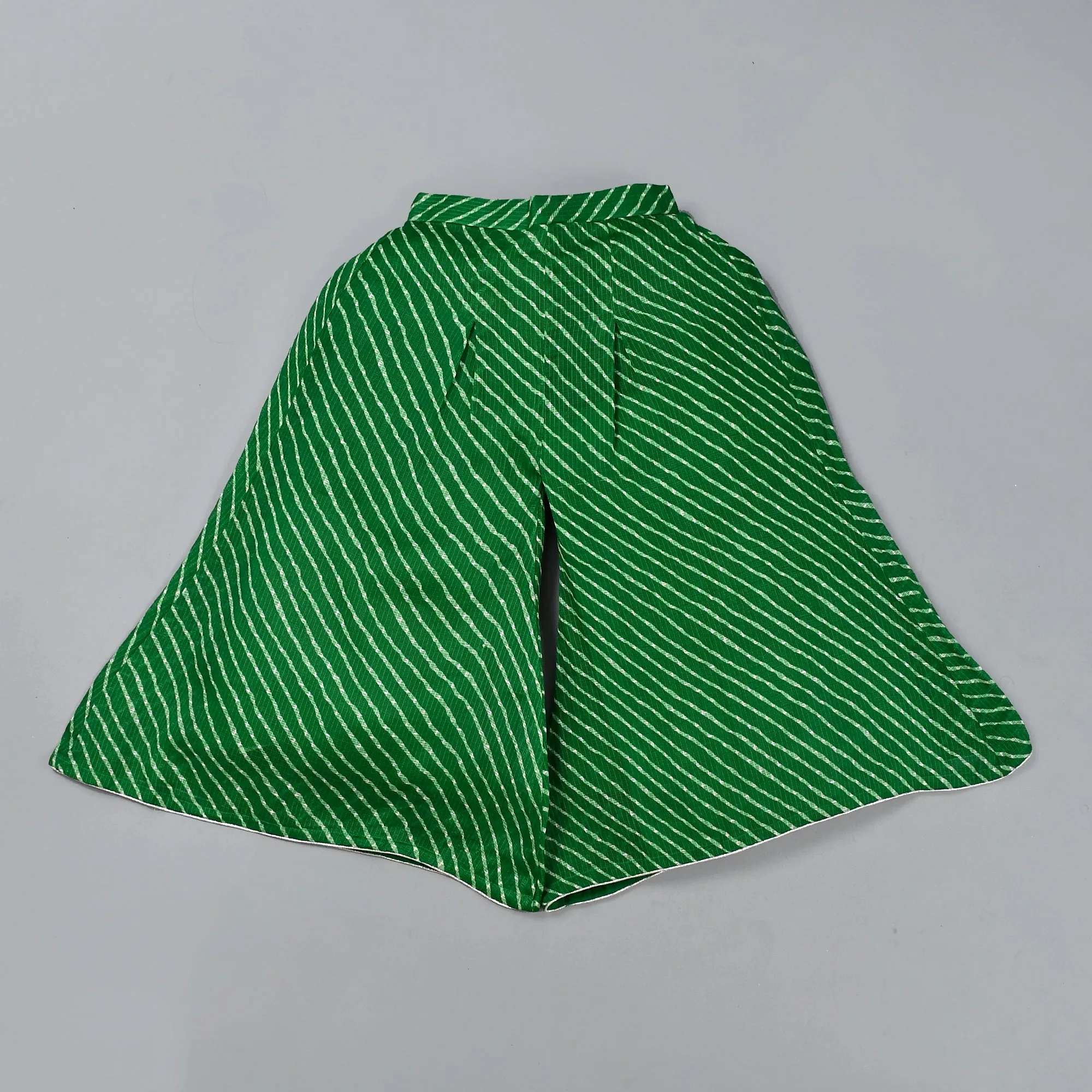 Girl's Green Leheriya Top Palazzo Set - Rangpur