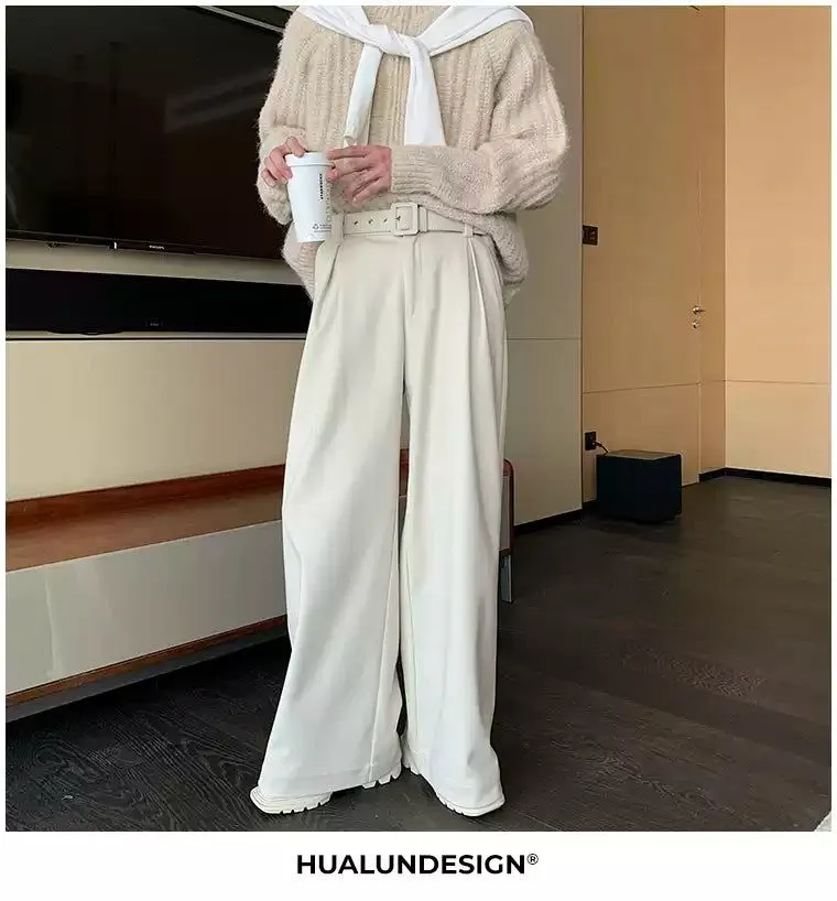 Hua Buckled Belted Straight Trousers